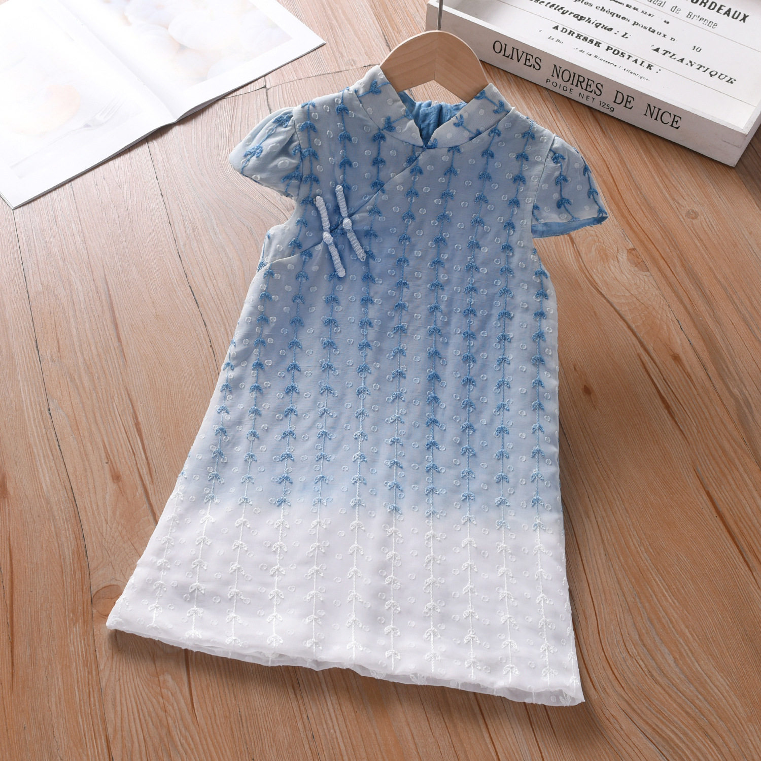 云南古法扎染女童新中式连衣裙夏国风旗袍刺绣雪纺夏装民族风,童装/婴儿装/亲子装,连衣裙,淘宝优惠券,粉丝福利购,淘宝优惠卷