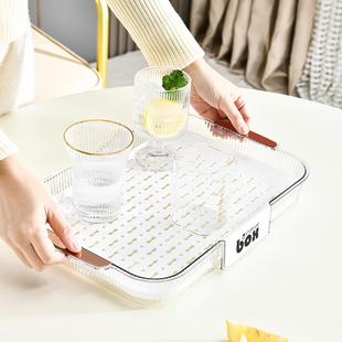 轻奢风现代客厅放茶杯水杯沥水托盘双层塑料 SI6K茶盘家用杯托新款