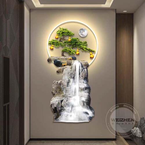 现代轻奢l约ed灯HDN水生财入户玄关装饰画走廊流道过挂画壁画简葫