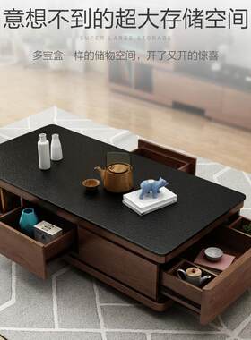 火烧石茶几电视柜组合套装客厅伸缩多功能简约现代北欧大理石茶几