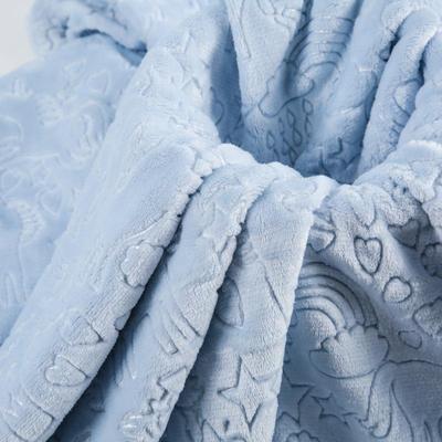 双层毛毯法兰绒压花儿童卡通花型彩虹小马加厚毯办公室车内午休毯