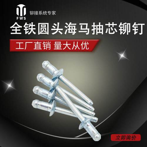 海马钉AEI抽芯拉铆钉6.4*10.M5φ4.8/6.4汽车结构型铆全铁钉轻乐