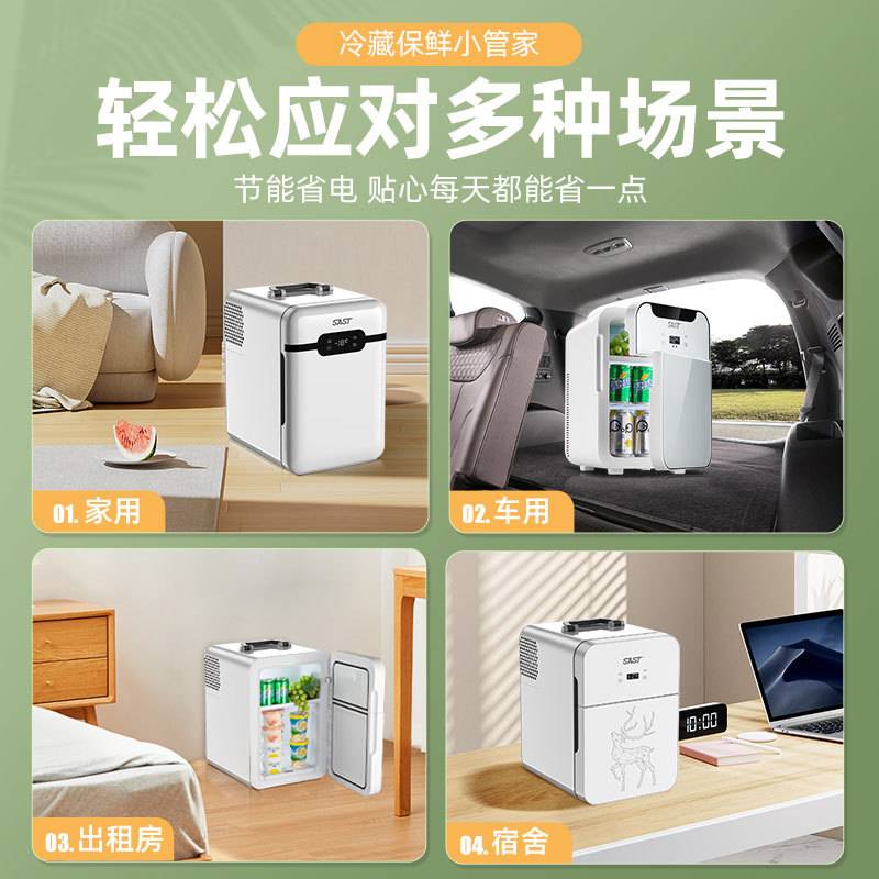 SAST车载迷你小冰箱宿舍出租房小型母乳单人用冷藏箱车家两用