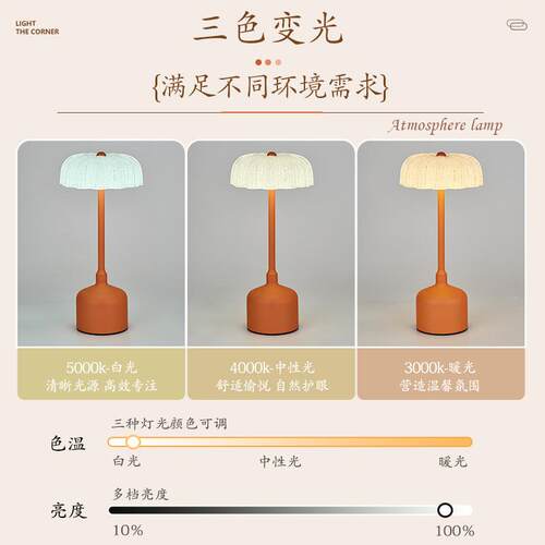 新款水母台便携式水母台灯露营厅桌面餐卧室氛床头围灯柔光Led灯