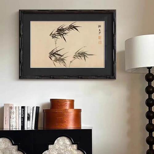 禅竹幽兰》法式复古HY-273中画国风客墨厅装饰东方意新中式卧室书