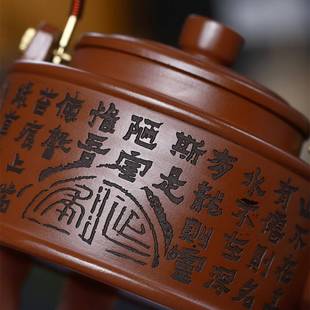 宜兴全原陈腐紫泥提梁紫老砂壶手工泡茶壶手提矿茶具紫砂壶跨境供