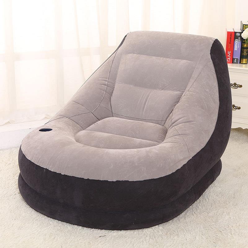 IN人TEX68圆5沙64懒人植绒充气发套装休闲带脚凳FIM躺椅加厚单午
