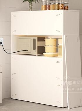 厨功房翻置物柜家用落地餐边柜微波炉白色翻门烤箱收门纳防尘多能