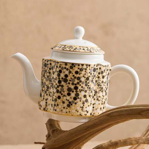厂家骨瓷豹纹茶壶泡茶单壶冷水壶凉水壶酒店餐厅沏茶壶带过滤带盖