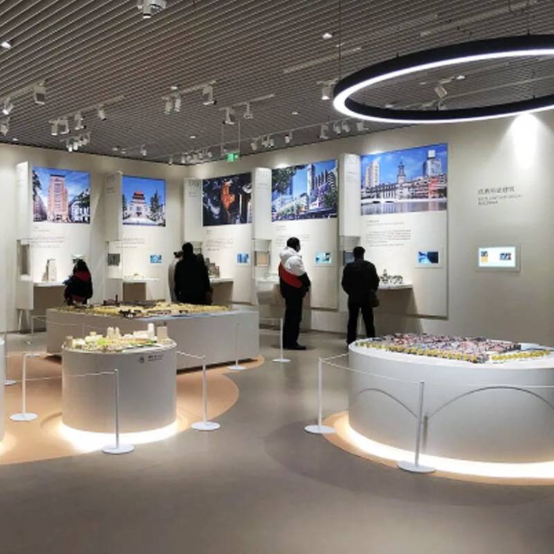 企业荣誉墙公司展厅展览馆展柜带灯发光异形木制烤漆展示柜厂家