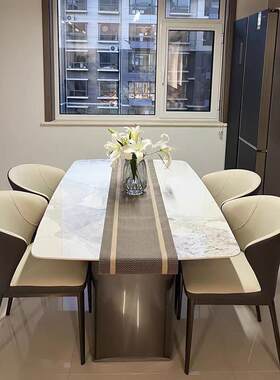 小户家板用餐桌轻奢简约A9985型现代品长方型饭桌2025新新岩餐桌