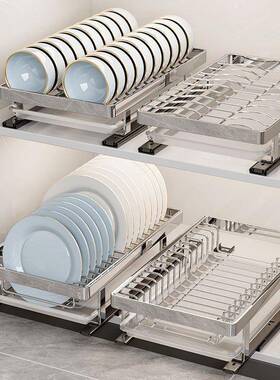 碗碟收纳架橱柜内置抽屉式放盘置物架碗拉抽KJZ厨篮房沥水碗架