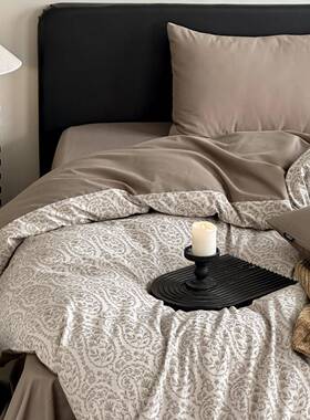 复古秋冬60支GSU全棉加床厚磨毛四件套提色织花被罩单纯棉床上用