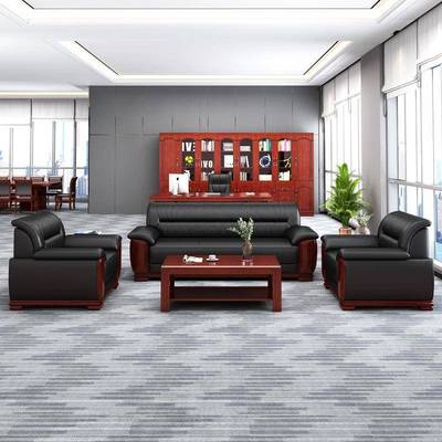 公沙发茶几组合现商代简约务办会接待小EVL户型皮艺三人位厂家直