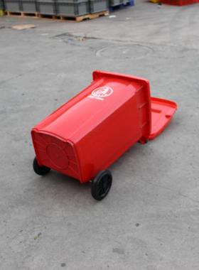 卫垃外圾桶100100L垃圾l户大黑环轮加厚料塑桶红色