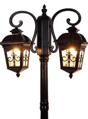 欧式庭头院观灯户工外古风led1111001业风花园双高杆路灯球景形庭