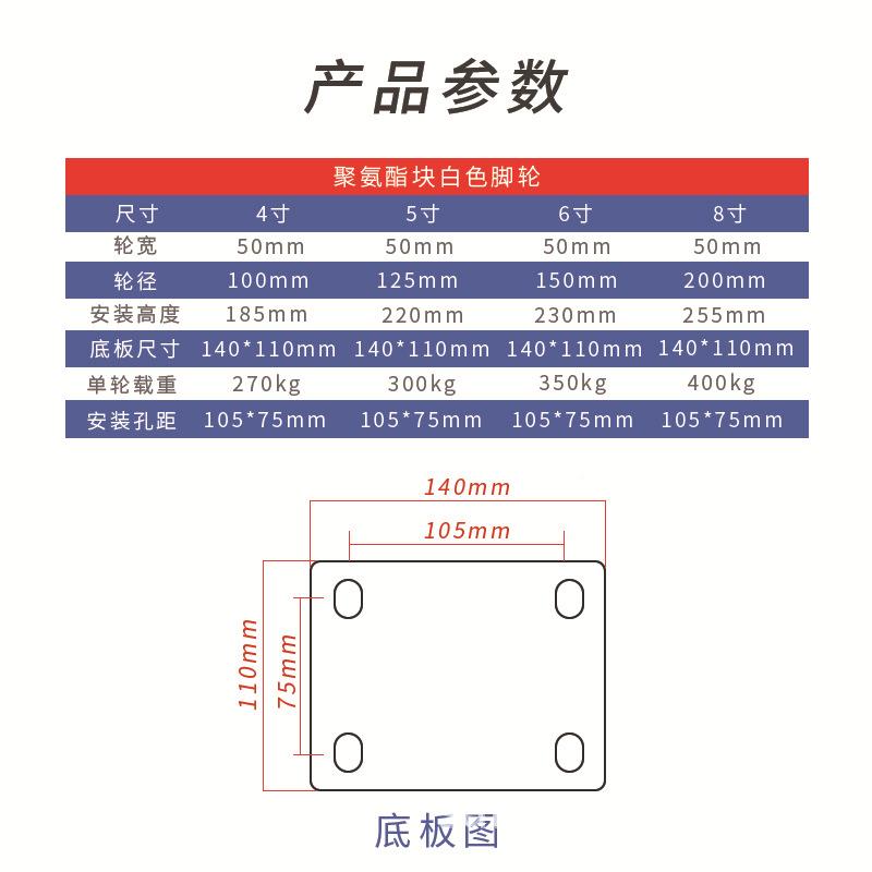 双簧减震轮773聚氨酯轮静音pu重型轮轮厨设备汽轮配房设备脚轮