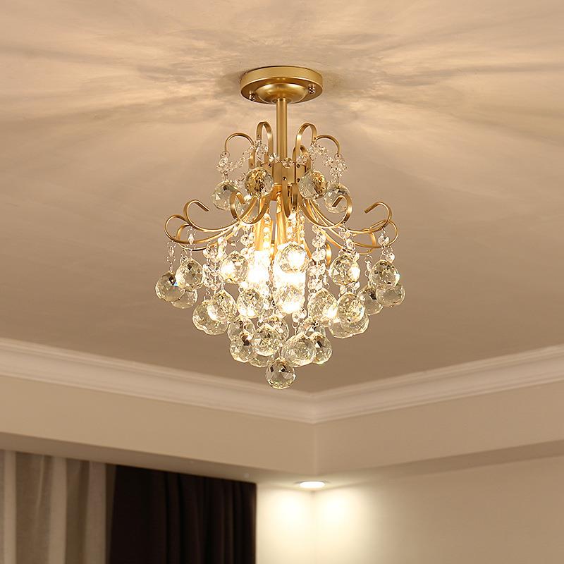 美进式轻奢水玄小晶吊灯法式现代简约吊灯走廊关楼梯入户门663过