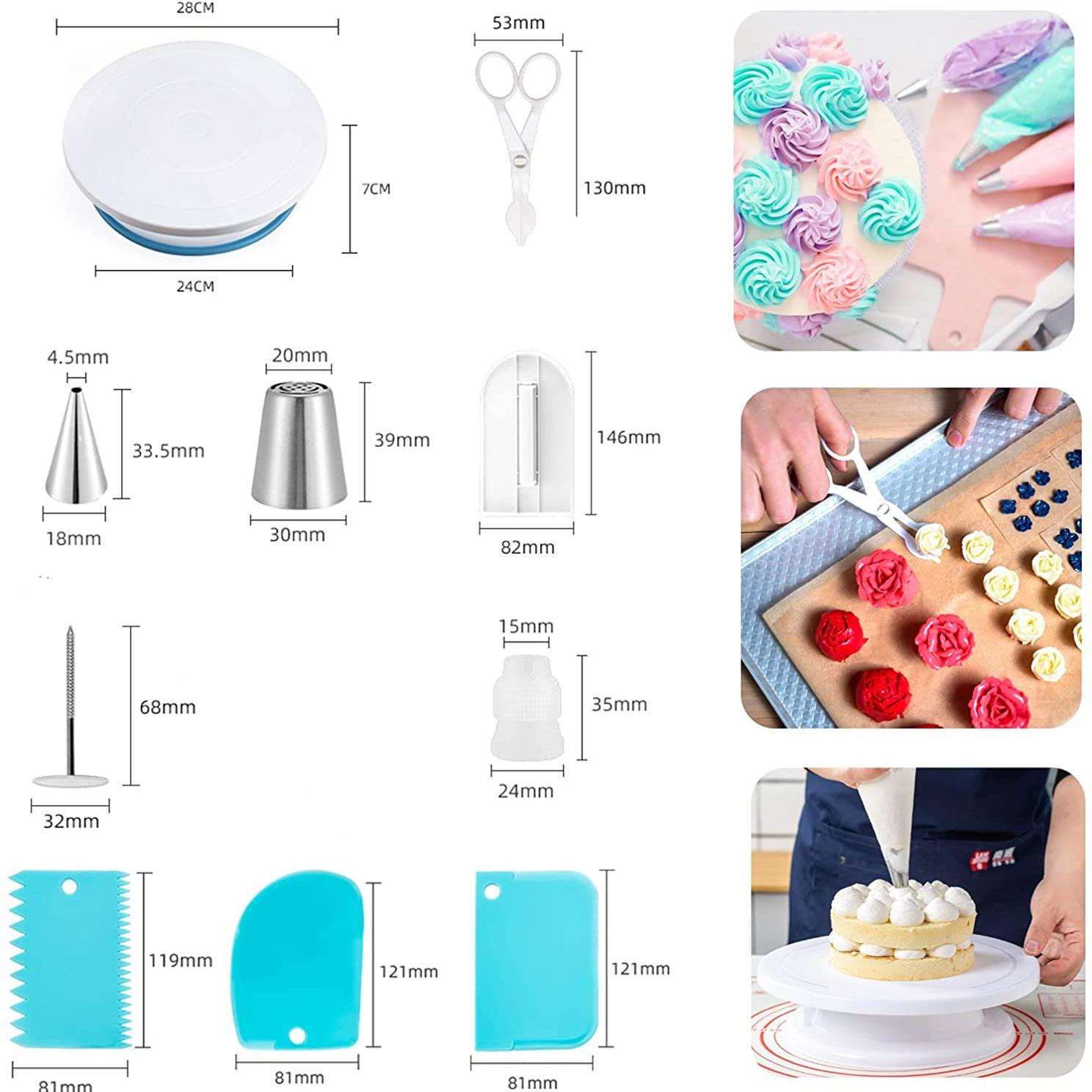 亚马逊2件套蛋糕转台糕裱嘴小5麦花秸秆防XD0025P滑蛋转台烘焙工