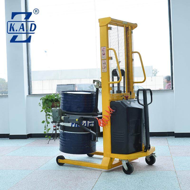 加固倾型半圆电动油桶倒料车倒桶液压装车TMA卸铁桶塑料桶搬运车