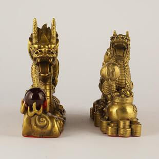 厂家铜龙摆件生龙汗肖龙聚OVM宝盆祥龙龙献工宝铜器艺品