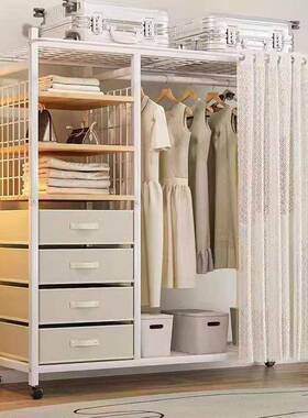 简衣柜家用室结实耐VYP用出租卧架房组装布衣柜全钢加易粗加厚收