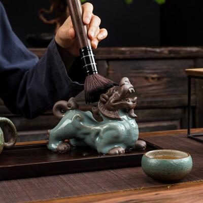汝茶精窑飞tb-64777天貔貅茶宠摆件品茶艺可养招财茶桌装摆件饰禅