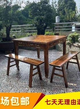 四方桌实木八仙馆桌饭店面新中式正方子餐馆酒形店SUO明清仿桌古