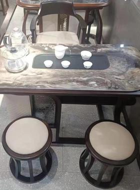 新小中式茶桌椅组合木办公室泡茶桌新实64713国用潮茶室家阳台茶