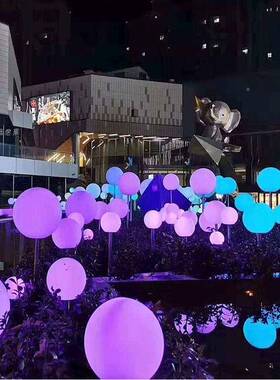 led网红色呼吸之光吹泡泡灯户外防水彩变吊气灯地插发呼吸泡泡七