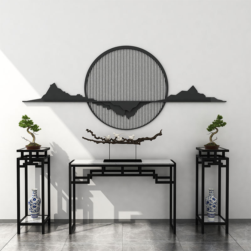 新中式铁艺大理石玄关端景台