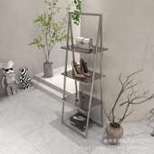 架三层中岛鞋 不锈钢拉丝服装 店鞋 创意鞋 包架子 店多层置物架落地式