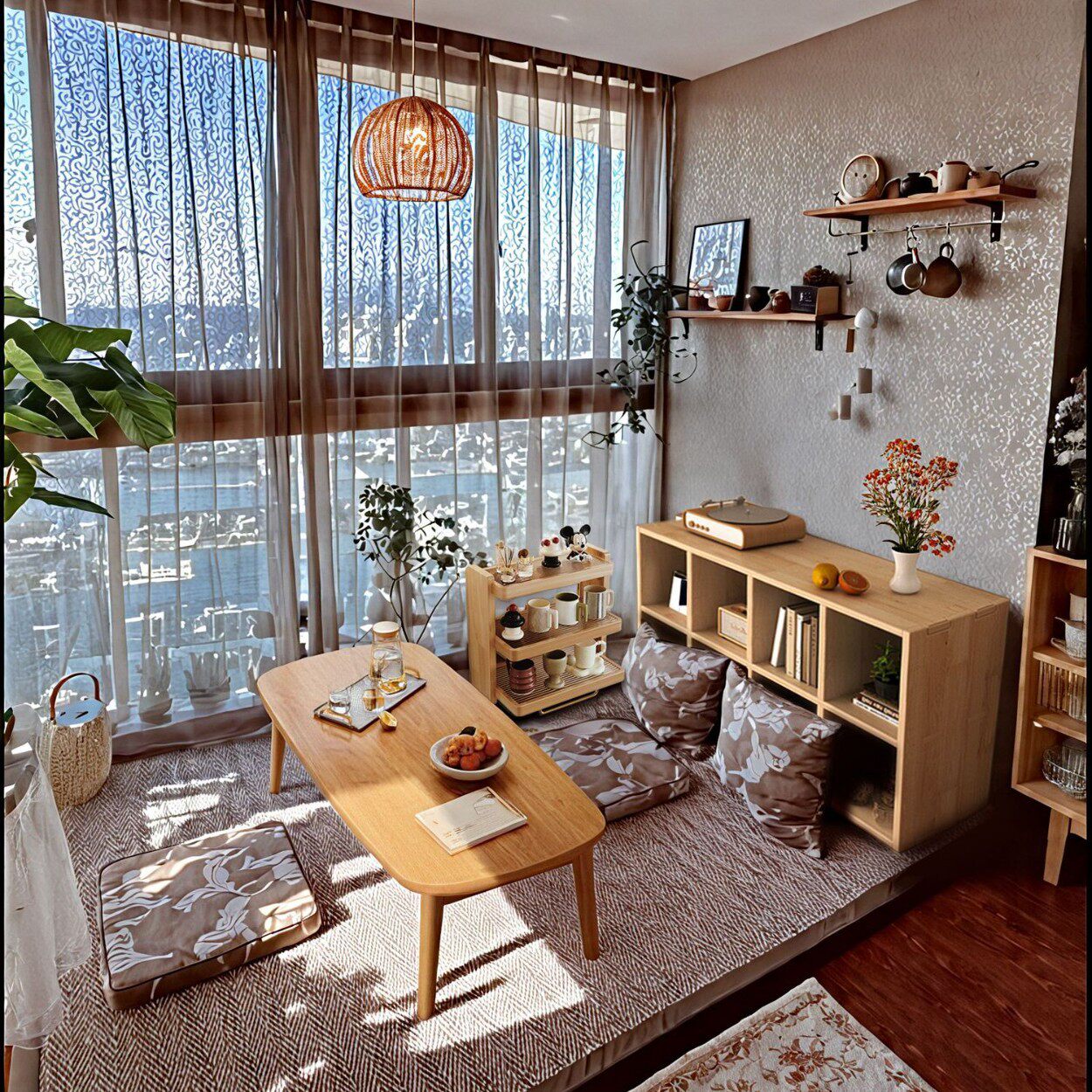 明峥实木可折叠茶几餐桌两用