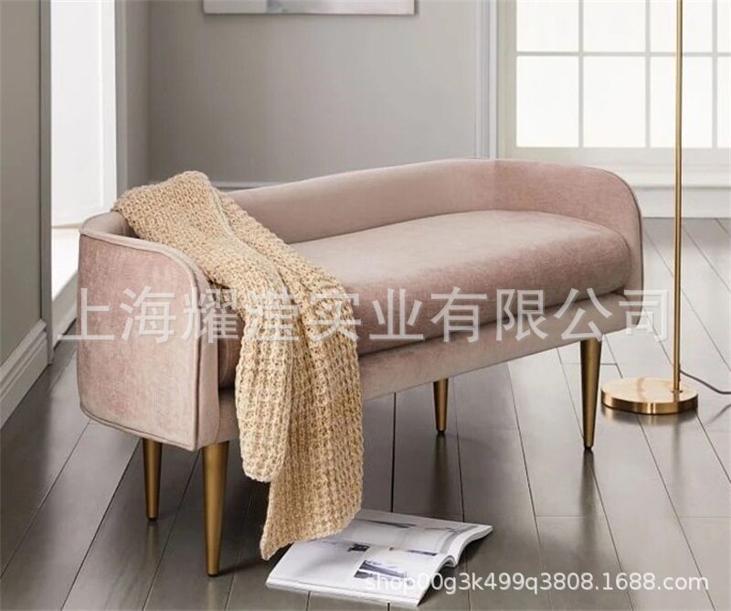 现代简约卧室布艺软包床尾凳订置家具服装店衣帽间不锈钢换鞋凳