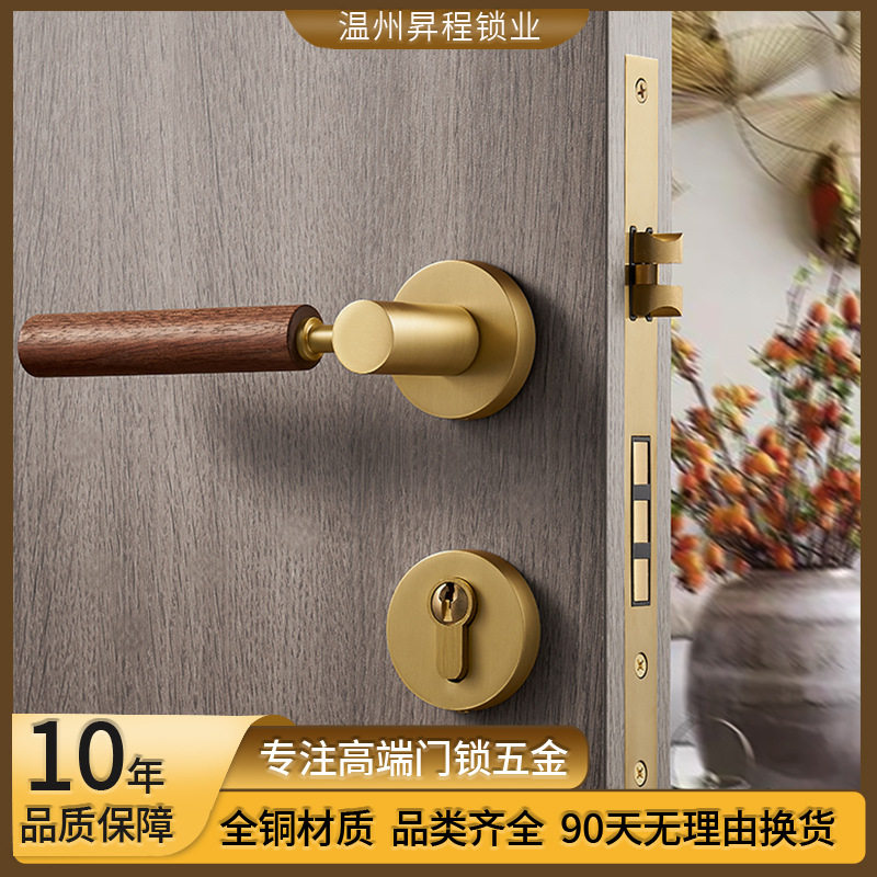 全铜静音磁吸复古法式门锁