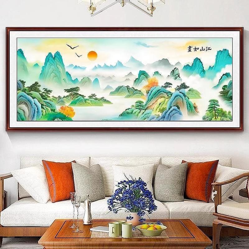 江山如画十字绣2024新款绣大幅客厅大气风景山水画简约现代自己绣