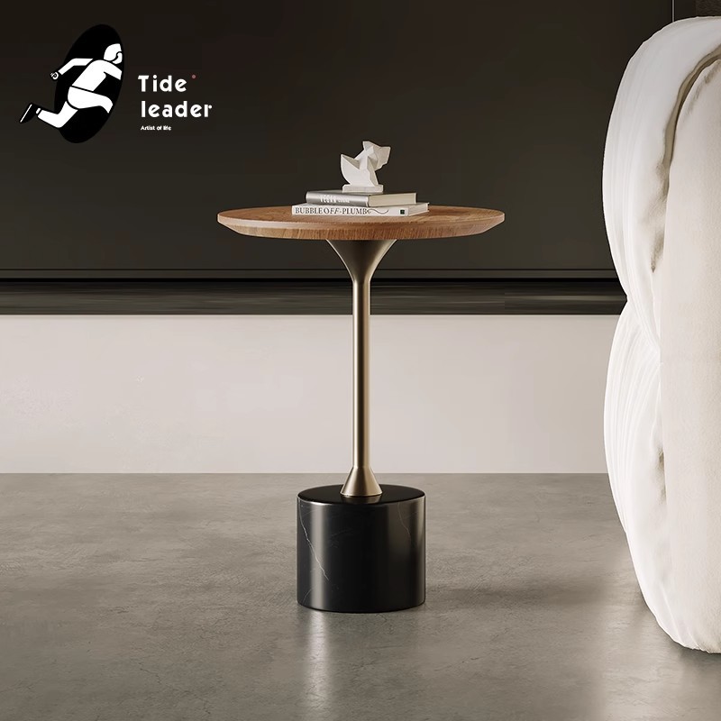 法式极简奶油风创意玻璃圆形茶几组合家用客厅小户型高级感茶桌