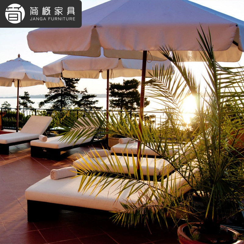 户外别墅露台泳池躺椅庭院花园日光浴躺床露天酒店民宿度假沙滩椅