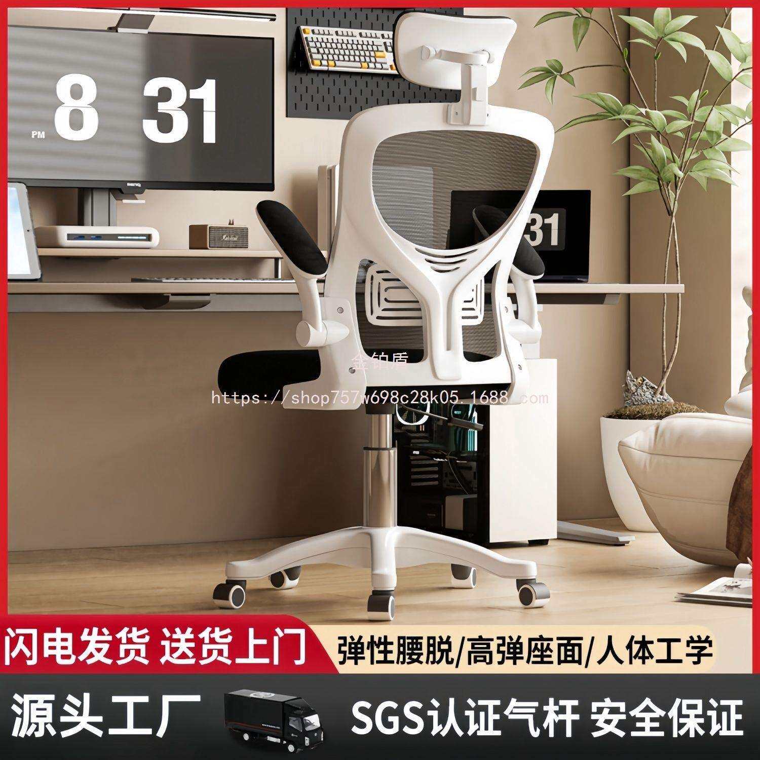 金铂盾电脑人体工学椅舒适久坐家用电竞座椅宿舍书桌椅办公椅职
