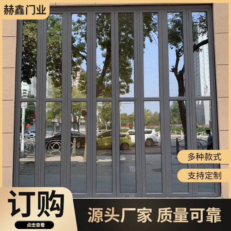 安装金属折叠推拉门 阳台钢化玻璃隔断门 铝合金防盗推拉门定 制