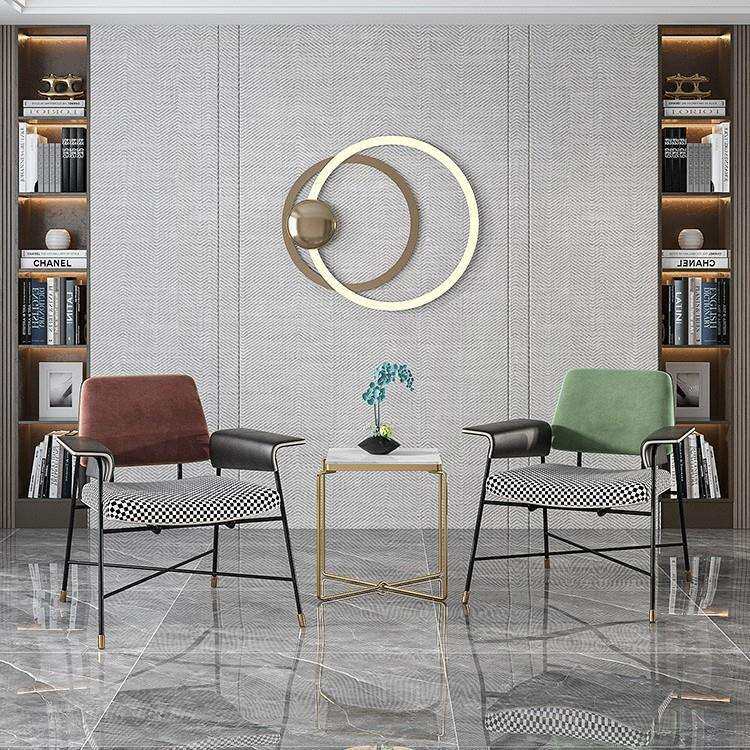 意式铁艺单人沙发椅轻奢现代简约客厅阳台千鸟格售楼处洽谈休闲椅