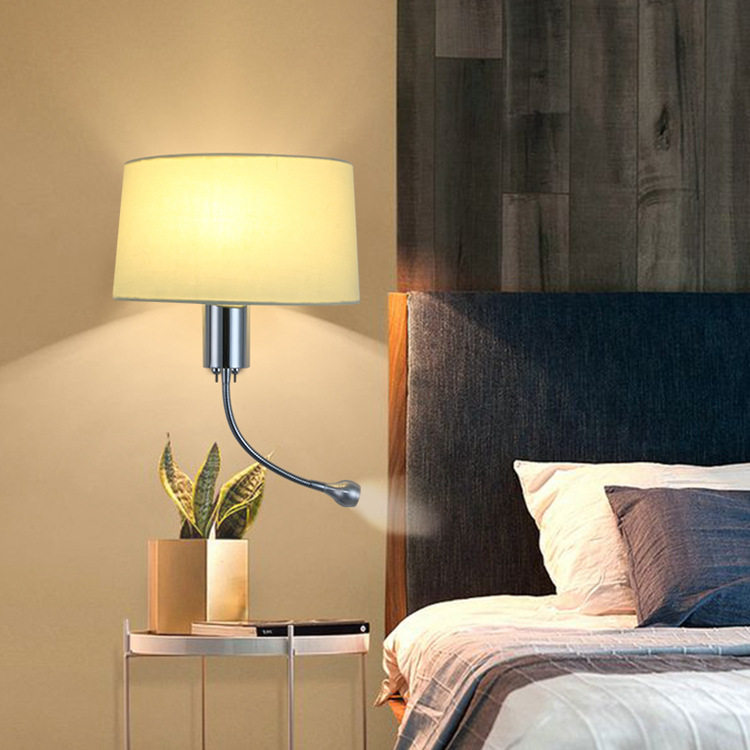 跨境卧室酒店床头灯室内家居壁灯美式led书房宾馆阅读灯壁挂式