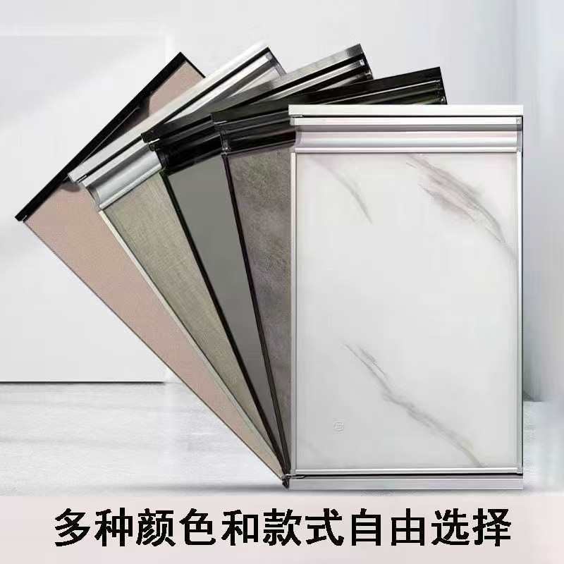 厨房晶钢门自装钢化玻璃带框橱柜门板铝合金瓷砖灶台柜门