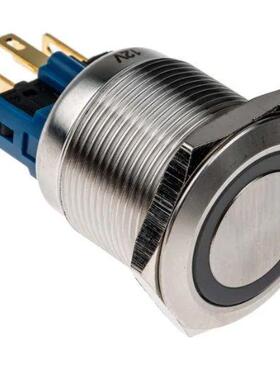 欧时RSPRO银色按钮开关面板安装闭锁操作带指示灯单刀双掷