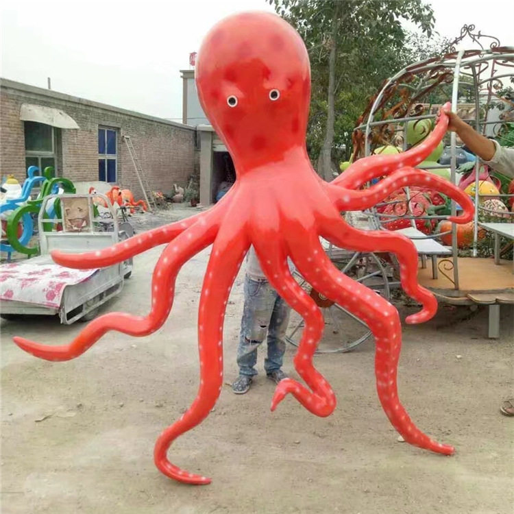 大型章鱼雕塑海洋系列生物装饰品园林水池商场玻璃钢摆件景观户外