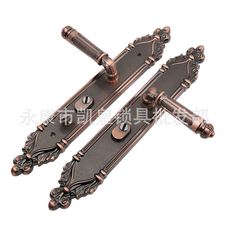 防盗门锌合金把手红古铜入户大门锁双开家用别墅豪华门拉手加厚锁