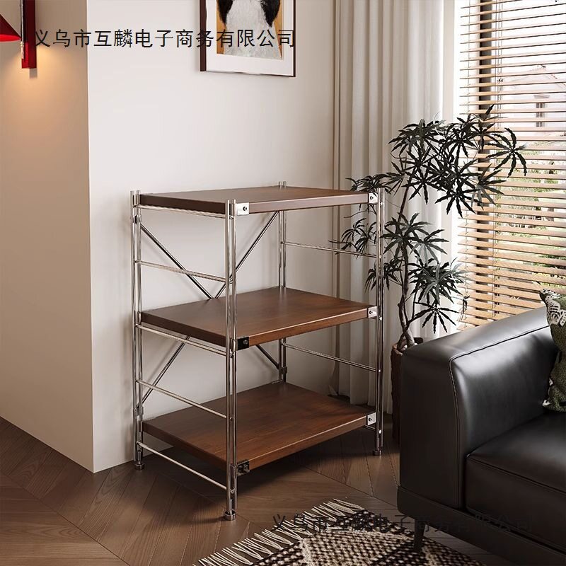 中古风落地多层收纳书架一体