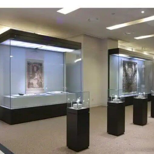 博物馆低反玻璃展示柜文物展柜平柜陶瓷陈列柜液压电动玻璃柜制作