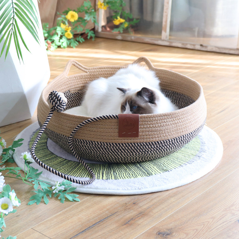 新款夏季藤编猫窝四季通用夏天凉窝F猫咪睡觉宠物窝棉绳保暖猫爪,宠物/宠物食品及用品,猫窝/屋/帐篷/沙发,淘宝优惠券,粉丝福利购,淘宝优惠卷