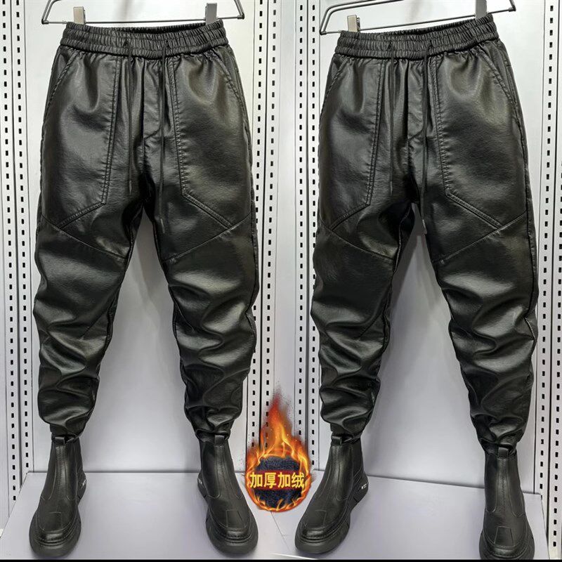 秋冬季防水男士摩托车户外骑行皮裤外卖机车LPU保暖防风防雨小脚